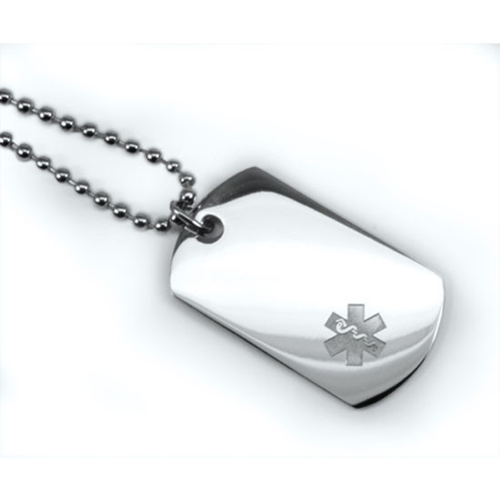 Mini Medical Alert ID Dog Tag and Necklaces. Free Wallet Card! Free engraving!