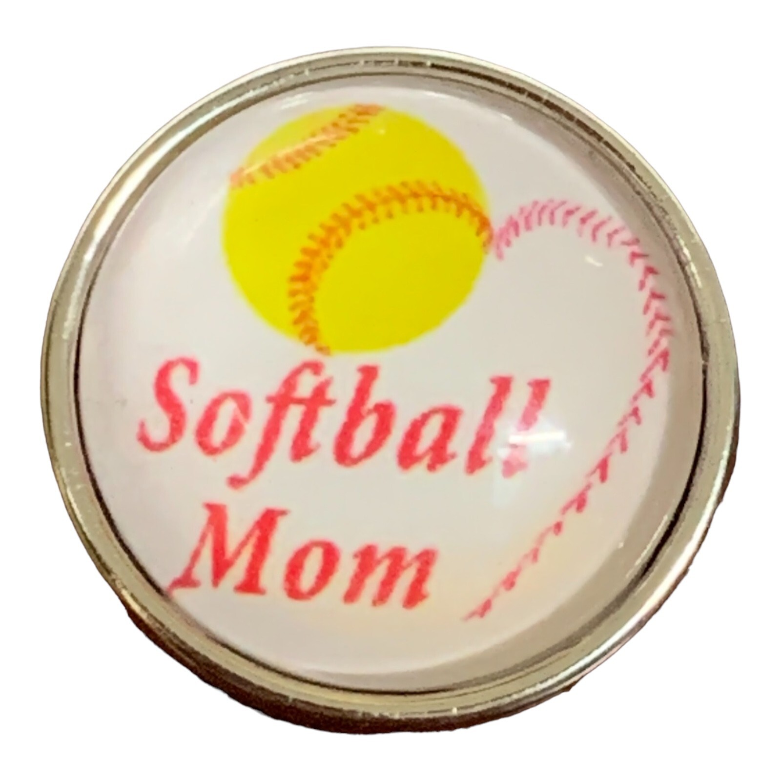 Snap Jewelry Softball Mom Glass 18-20mm Fits Ginger Style Charm Accessories New