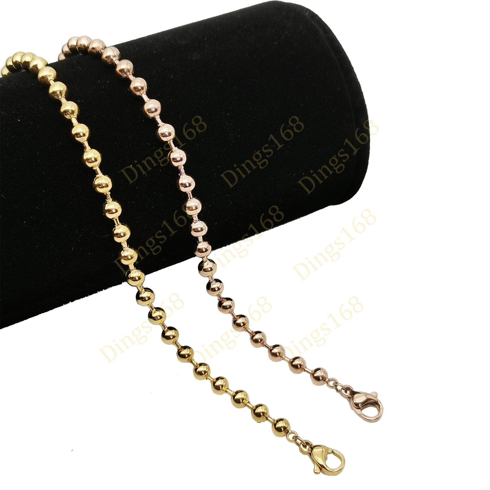 18K Yellow/Rose Gold Filled Tarnish-Free 6″-8″ 4mm Italian Bead Chain Bracelet