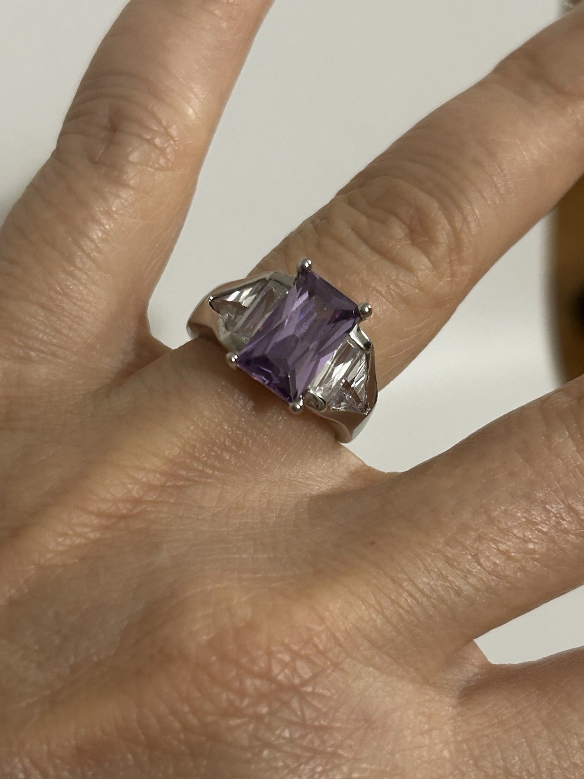 Embellate Majestic Violet & White Cubic Zirconia Rhodium Ring size: 5