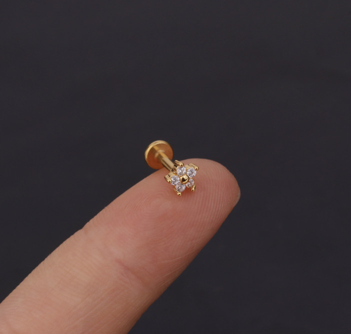 Internal Threaded Flat Labret Back Cartilage Helix Lobe Tragus Conch Earring UK