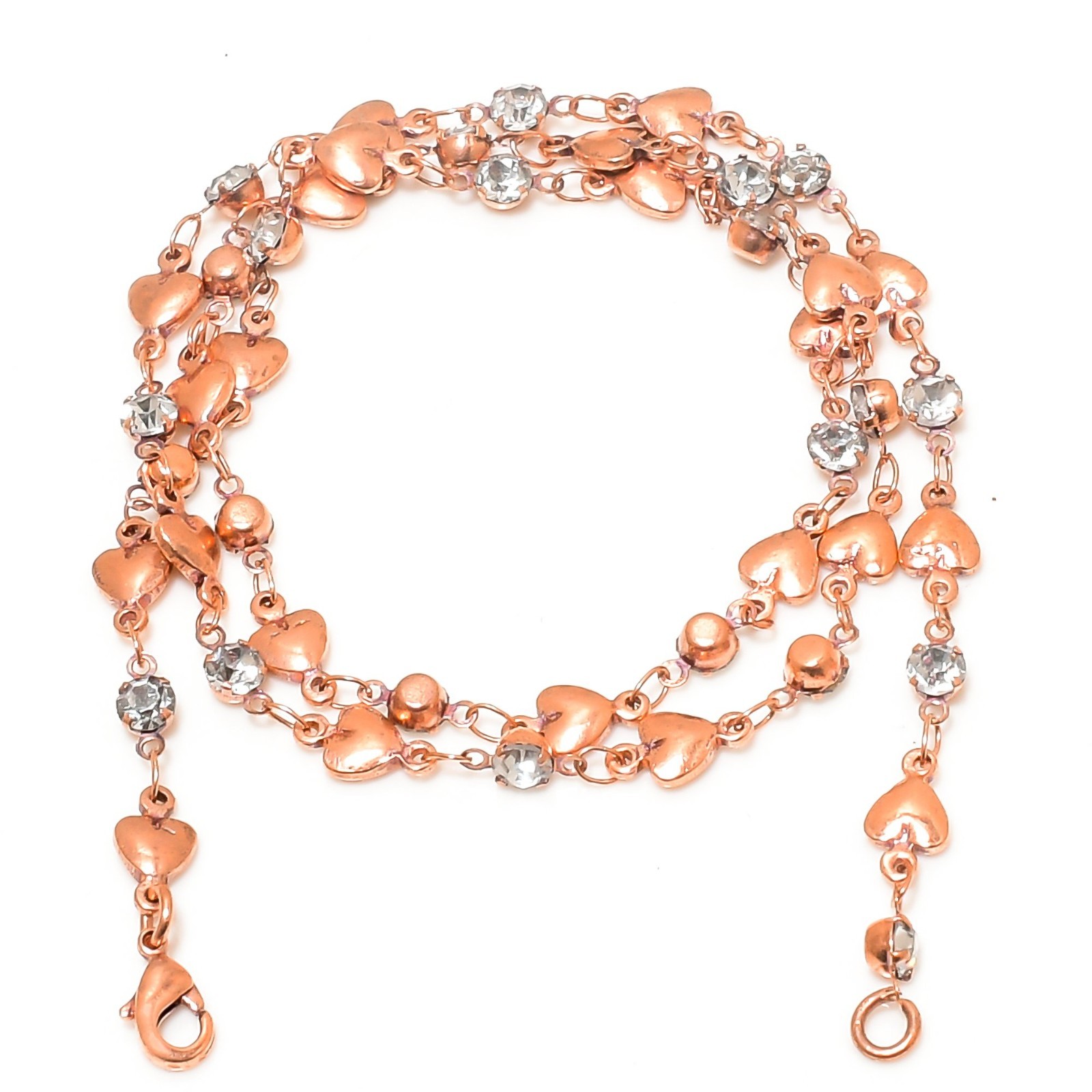 Cz Copper Chain Necklace With Lobster Clasp Handcrafted Heart Chain For Necklace