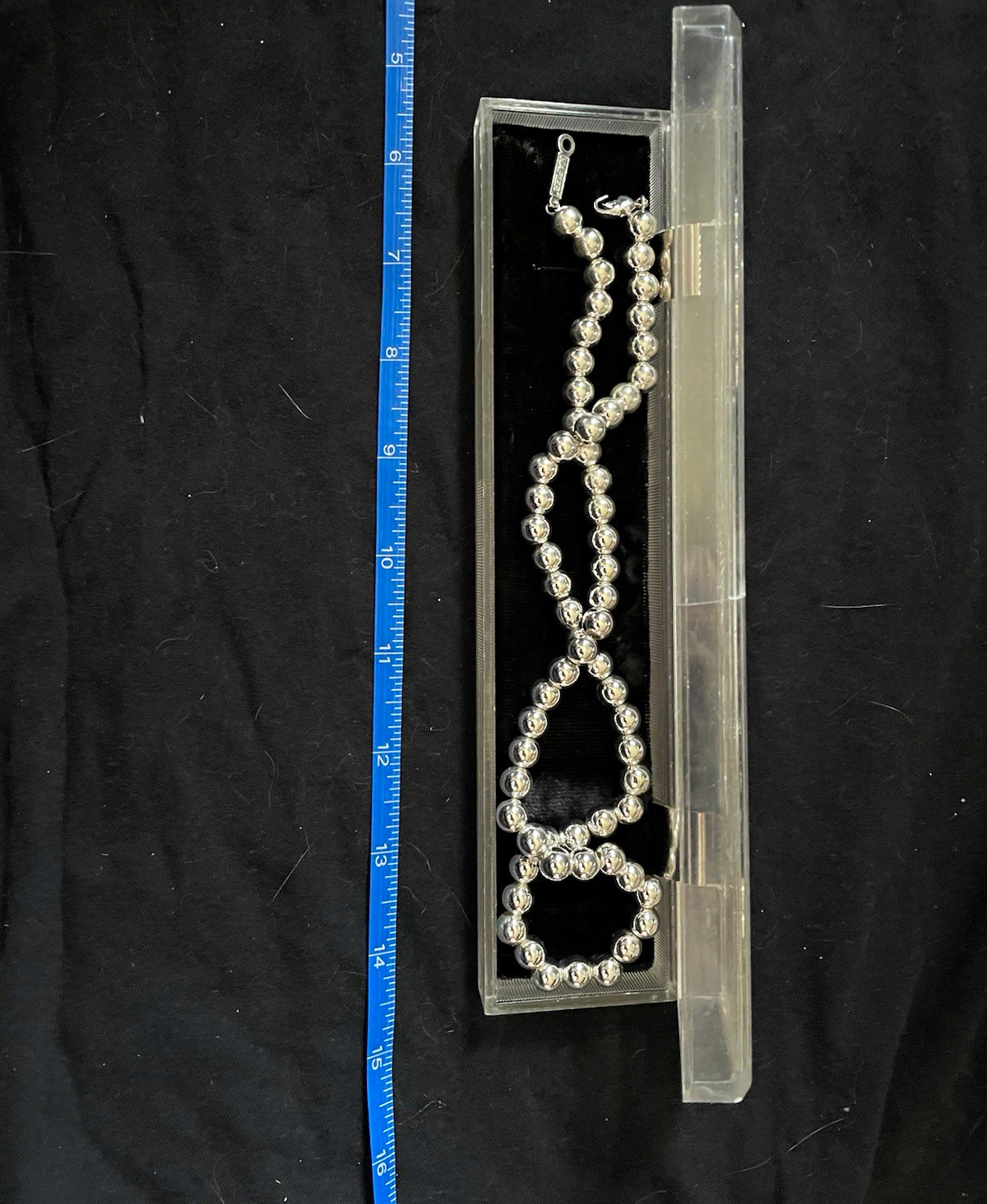 Silver Tone Ball Bead Chain Necklace Metal Lobster Clasp No Stone