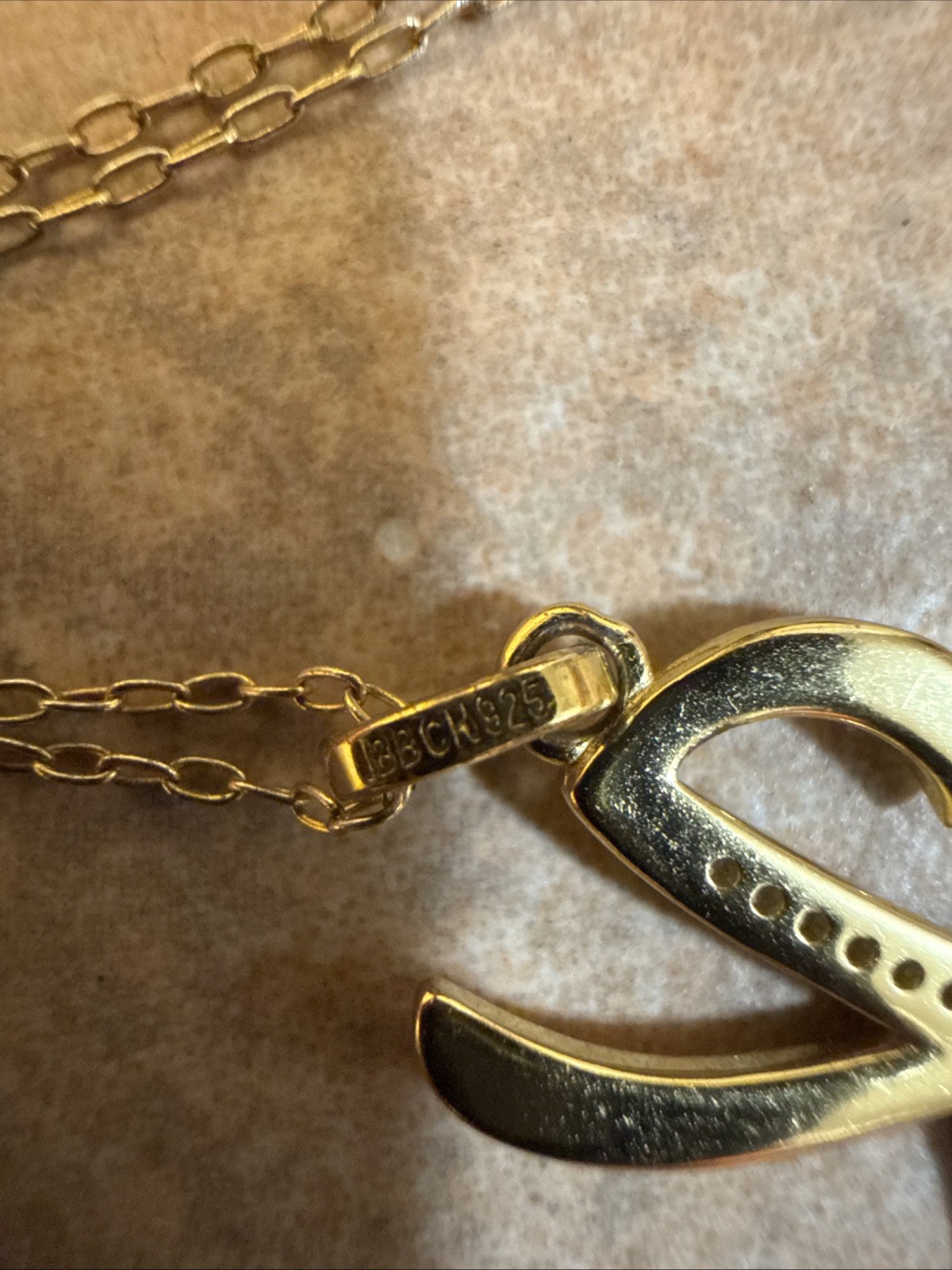 BBCN Solid 925 Sterling Silver Gold Plated Initial (K) Letter Necklace 2.8G