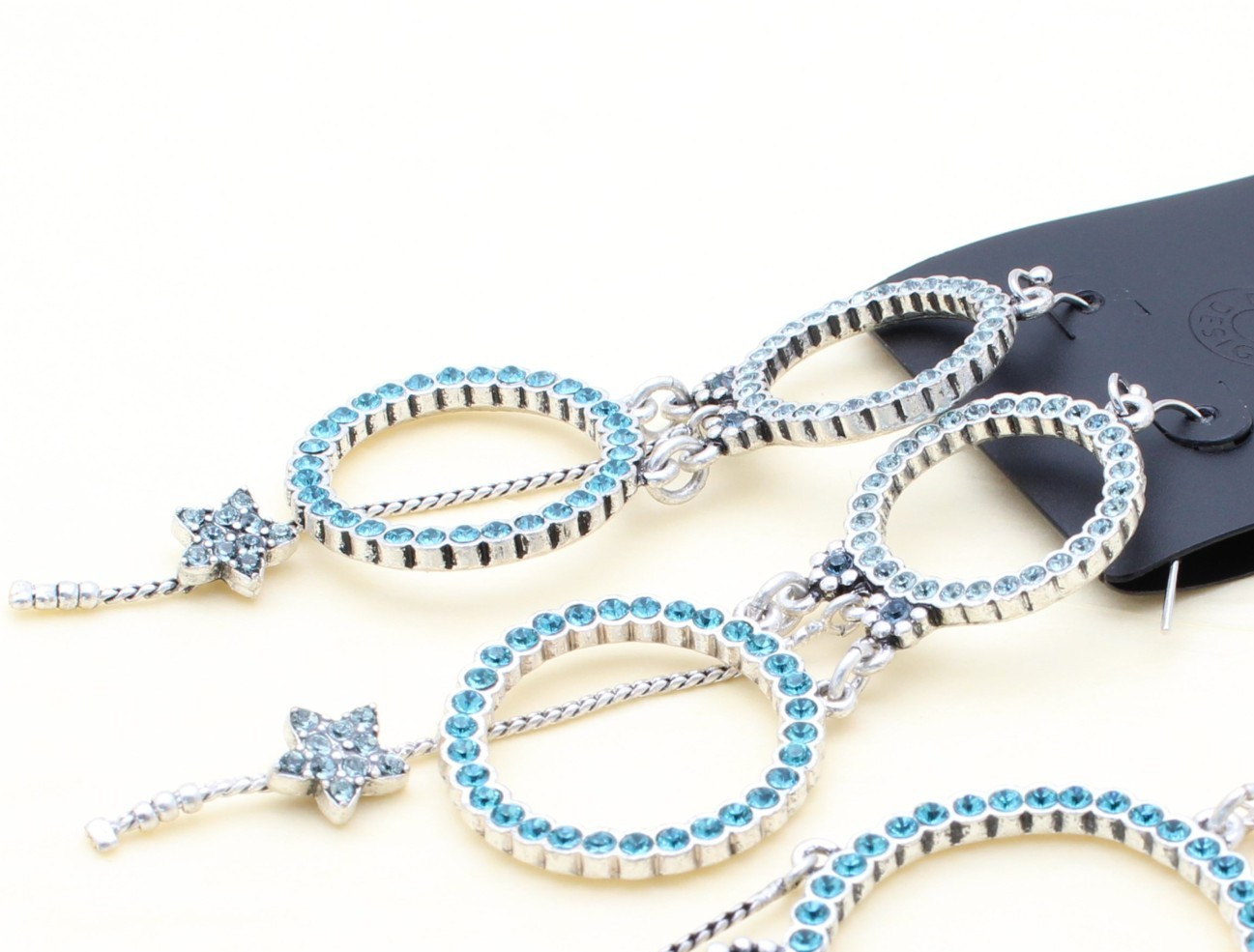 PILGRIM Blue Swarovski Sparkly Crystal Earrings Silver Stars Vintage Jewels