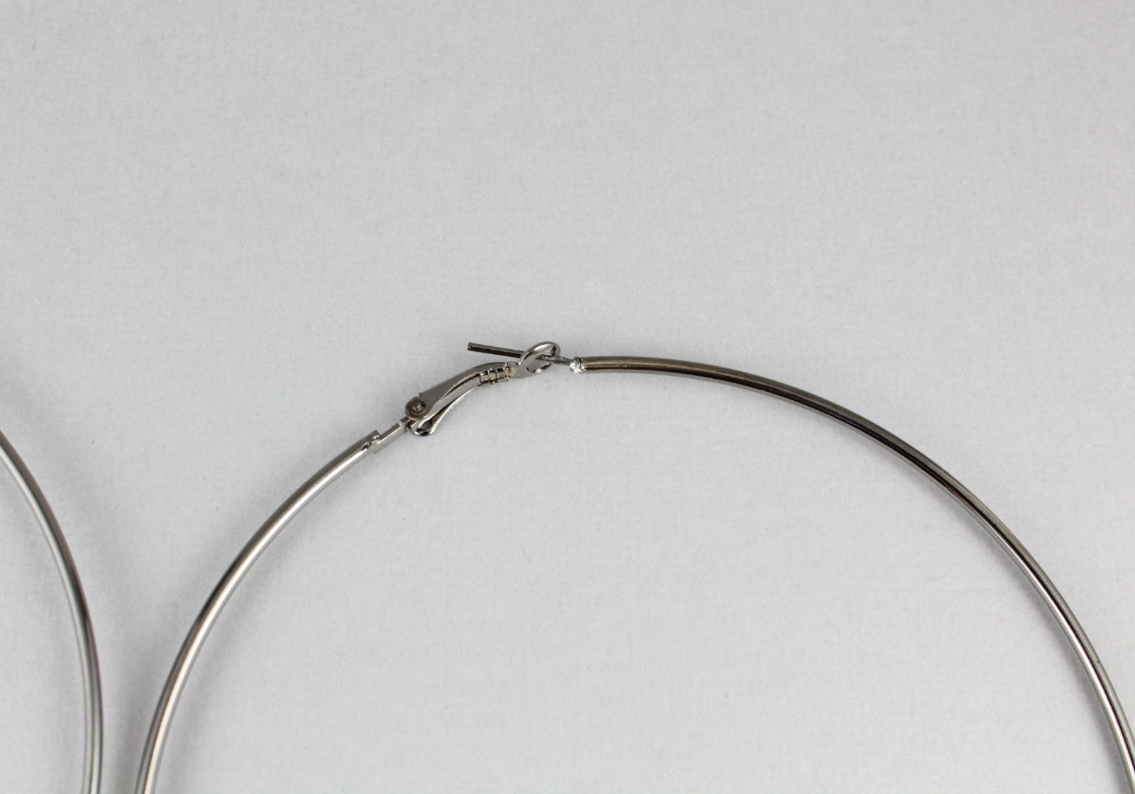 Pewter Grey huge giant 4″ inch wide large big hoops earrings thin 2mm wire hoop