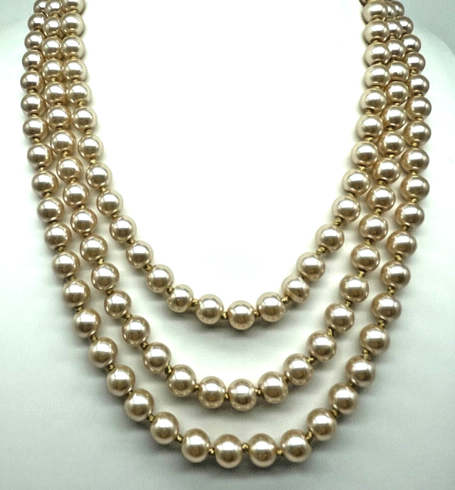 Necklace 36 Inch Luxurious Champagne Pearls, Retro Style Length For Varied Looks