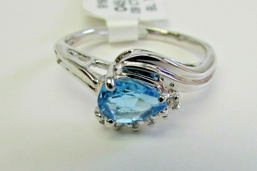 Allison Reed Silver Tone Blue Topaz Ring Size 6 (O45 1284 06) NEW