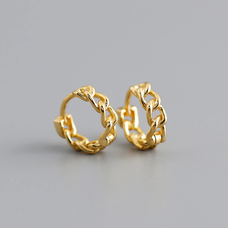 Chain Circle Buckle Hoop Earrings 925 silver available yellow or silver