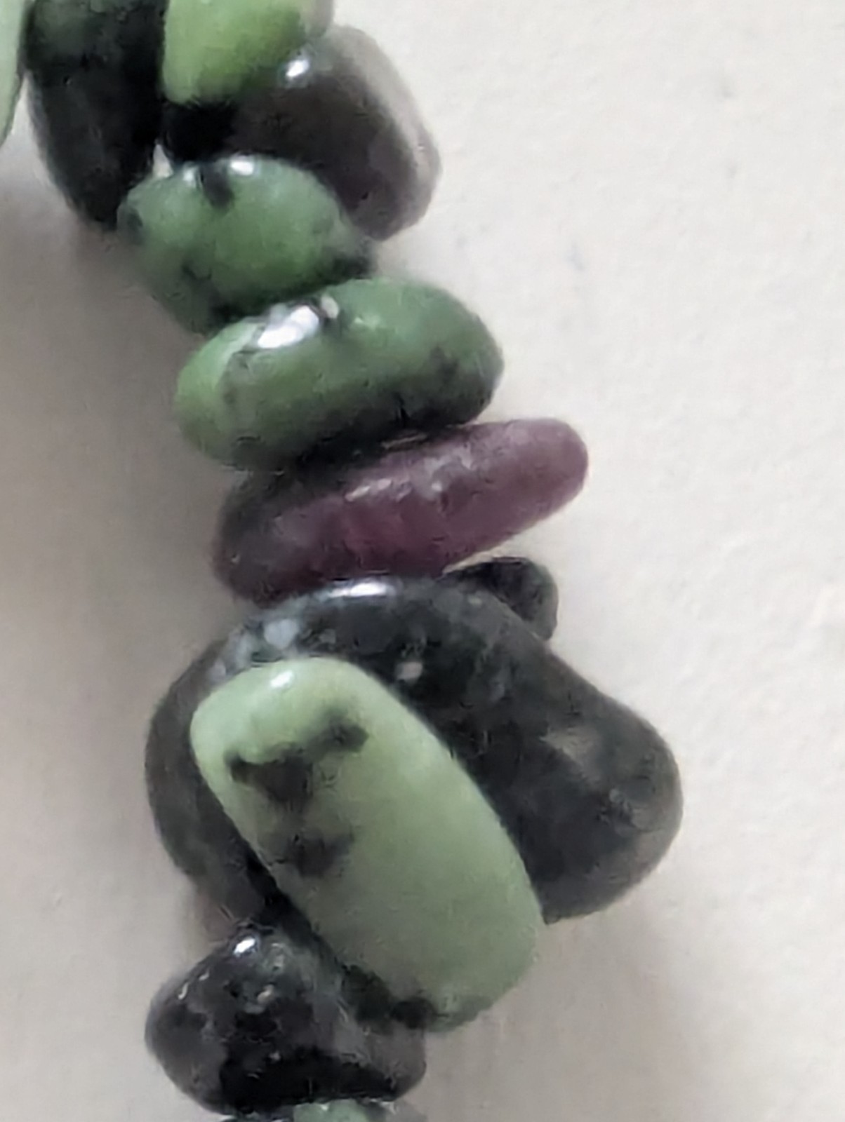 Ruby Zoisite Anyolite Chip Necklace 34″ Natural Gemstone Beaded Long Necklace
