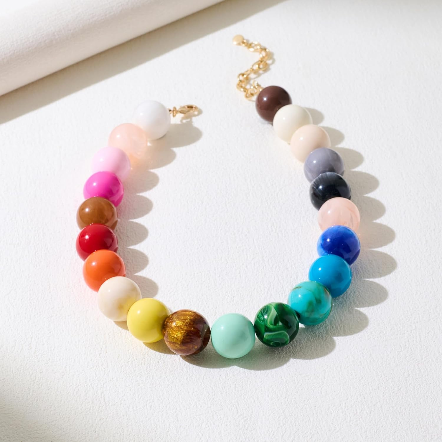 Colorful Chunky Necklaces for Women 20MM Large Oversized Resin Beaded Necklace B