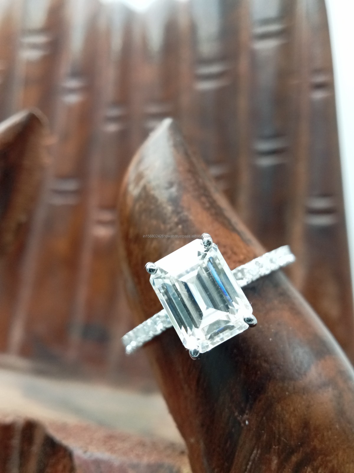 2Ct emerald Cut lab grown Eternity Band Wedding Ring 14K white Gold Plated