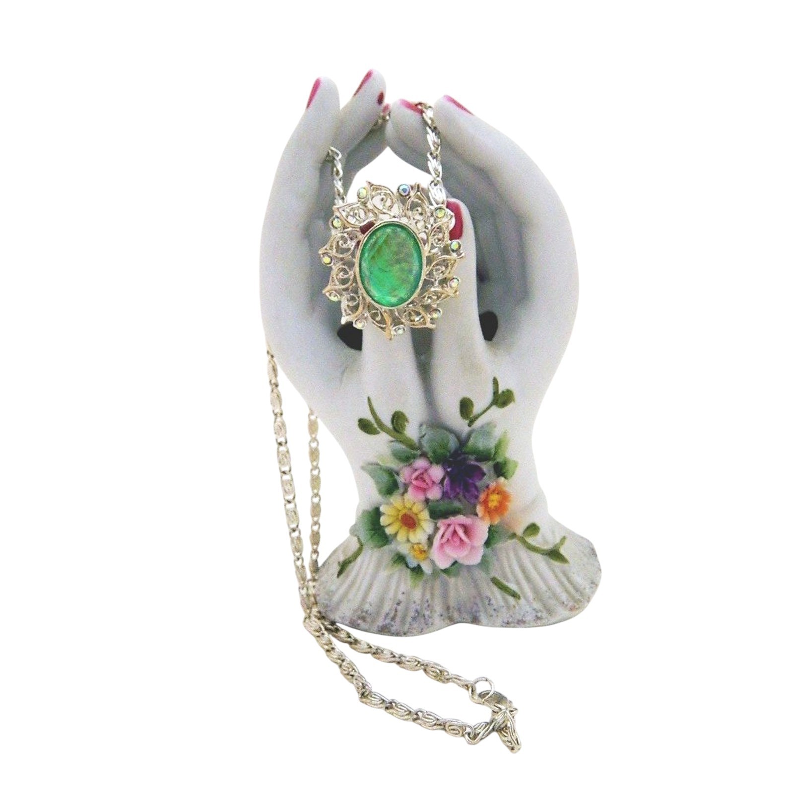 Green Fire Opal and Silver Pendant