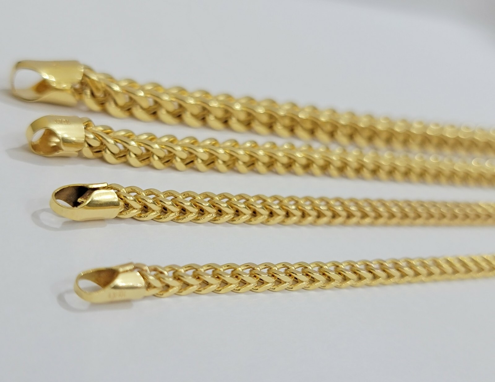 Real 10k Gold Necklace Mens Franco Box Chain 20-28 Inch 3mm-5mm 10kt Yellow Gold