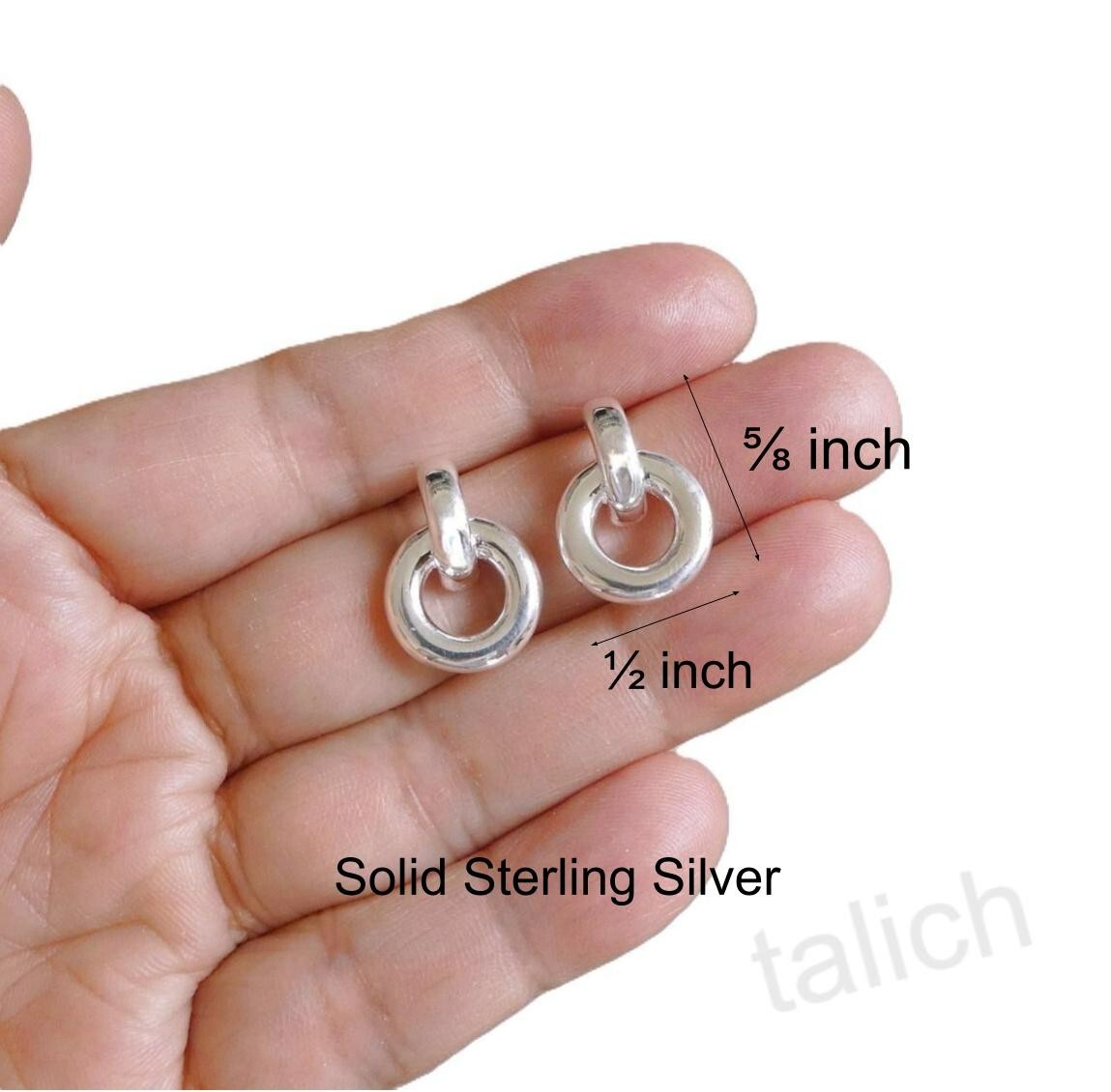 Polished Shiny Solid 925 Sterling Silver Small Circle Hoop Earrings Minimal Chic