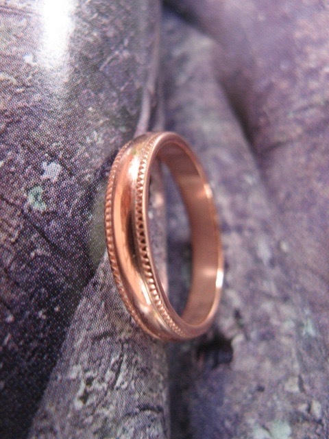 Solid Copper Band Ring CR84T – 4mm wide- Size 4 thru 13 – Made in the USA
