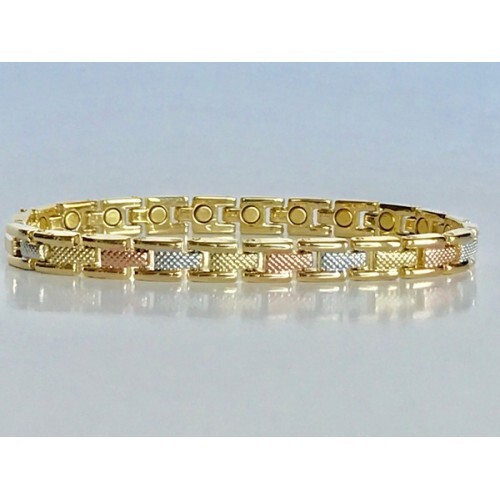 Magnetic Bracelet GOLD SILVER & COPPER TONE Size 7 1/2″ 💝 Beautiful Gift