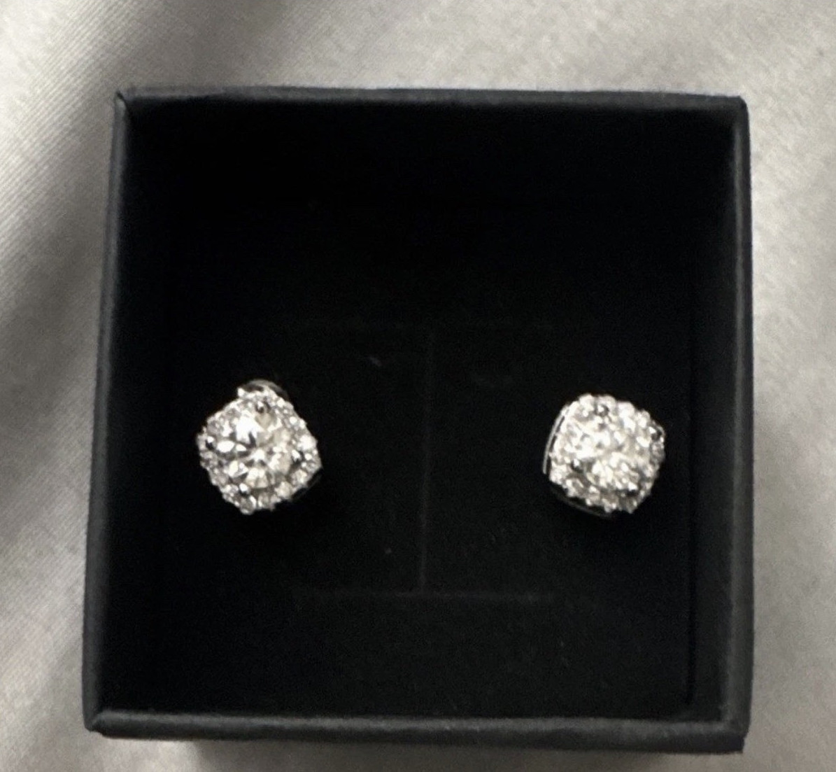 GRA Moissanite Stud Earrings Round 5mm Silver Colorless White w/ Certificate