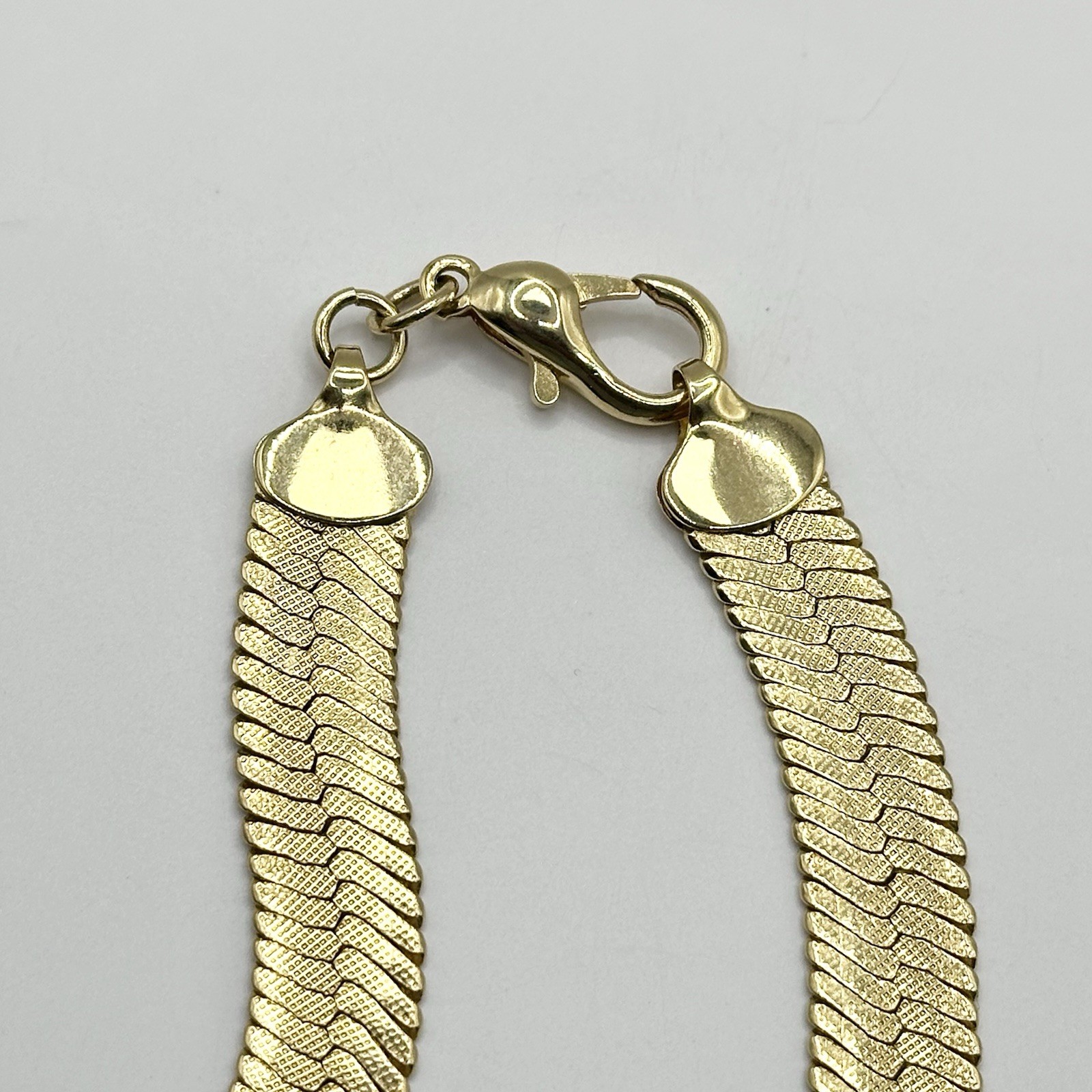 Gold Plated Herringbone Chain Necklace Flat Snake Statement Chain Men Women 20”