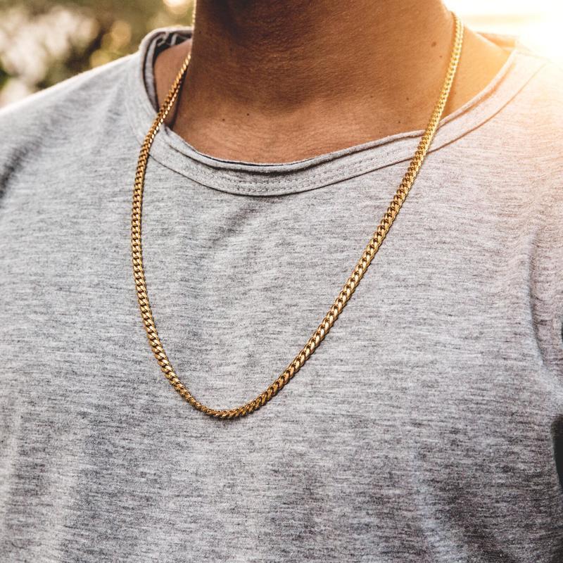 Hip Hop Rapper’s 14K Stamped Gold plated 3mm 5mm Miami Cuban Link Chain Necklace