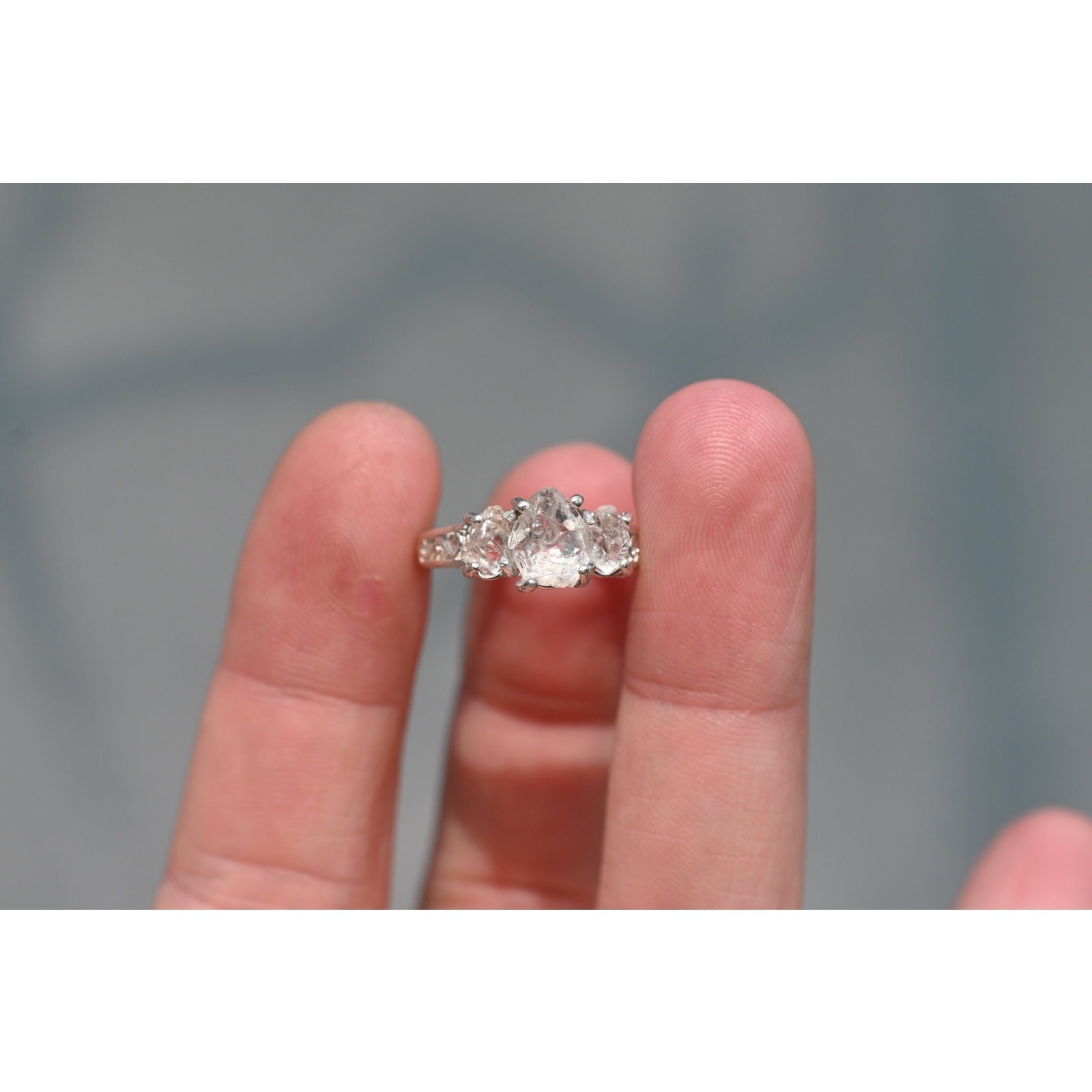 Raw Lake County Lake County diamond ring in oxidized sterling silver size 6