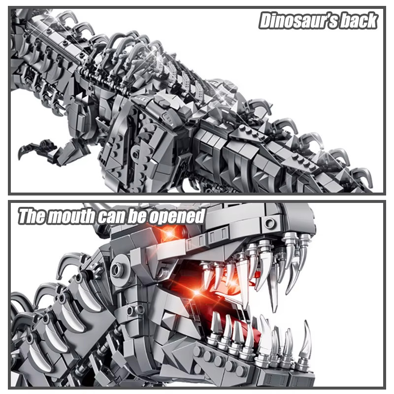 Dinosaur Building Blocks T Rex Model Toy with Lights Construction Brick Set