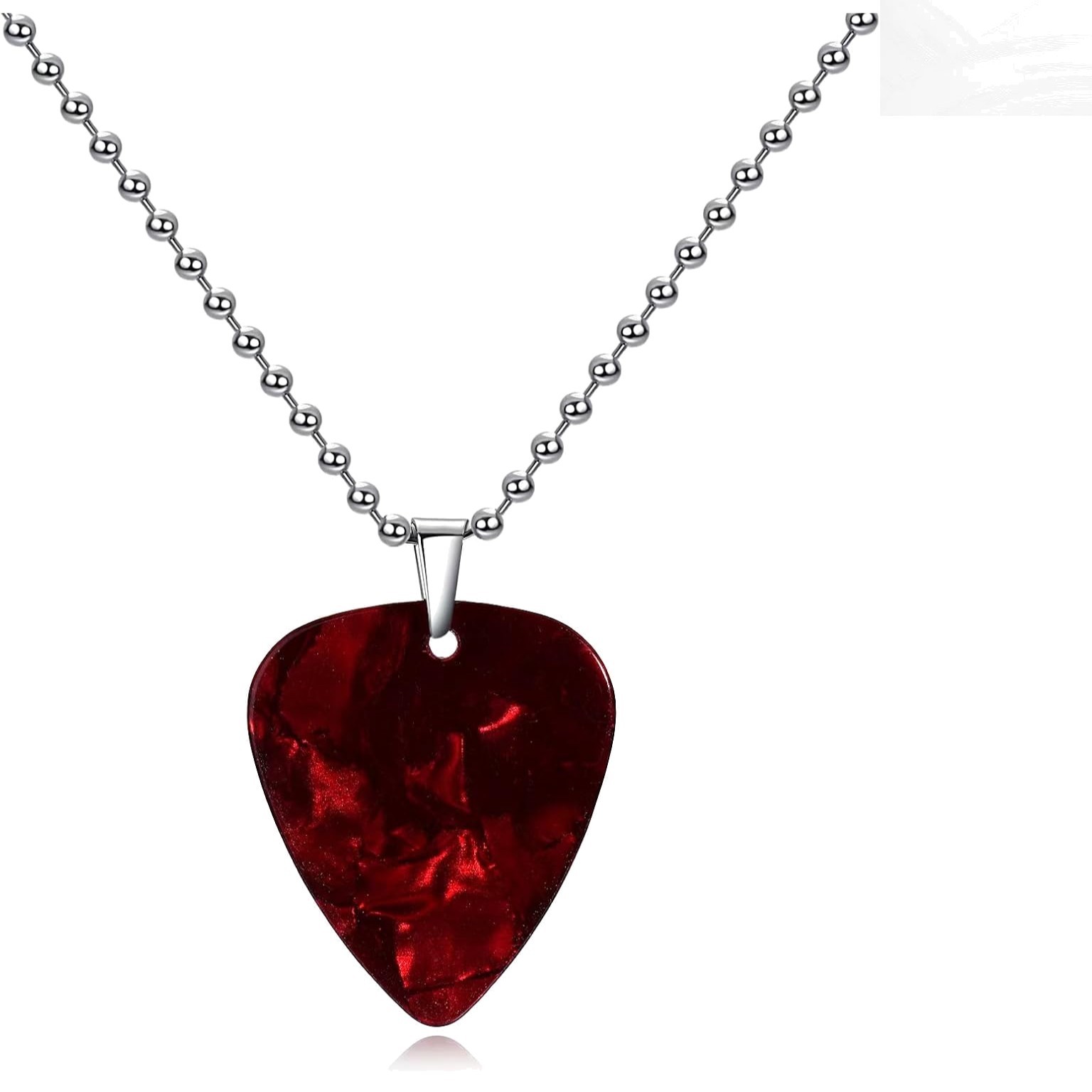 23.6in Eddie Necklace – Lightweight Stainless Steel Guitar Pick for Cosplay