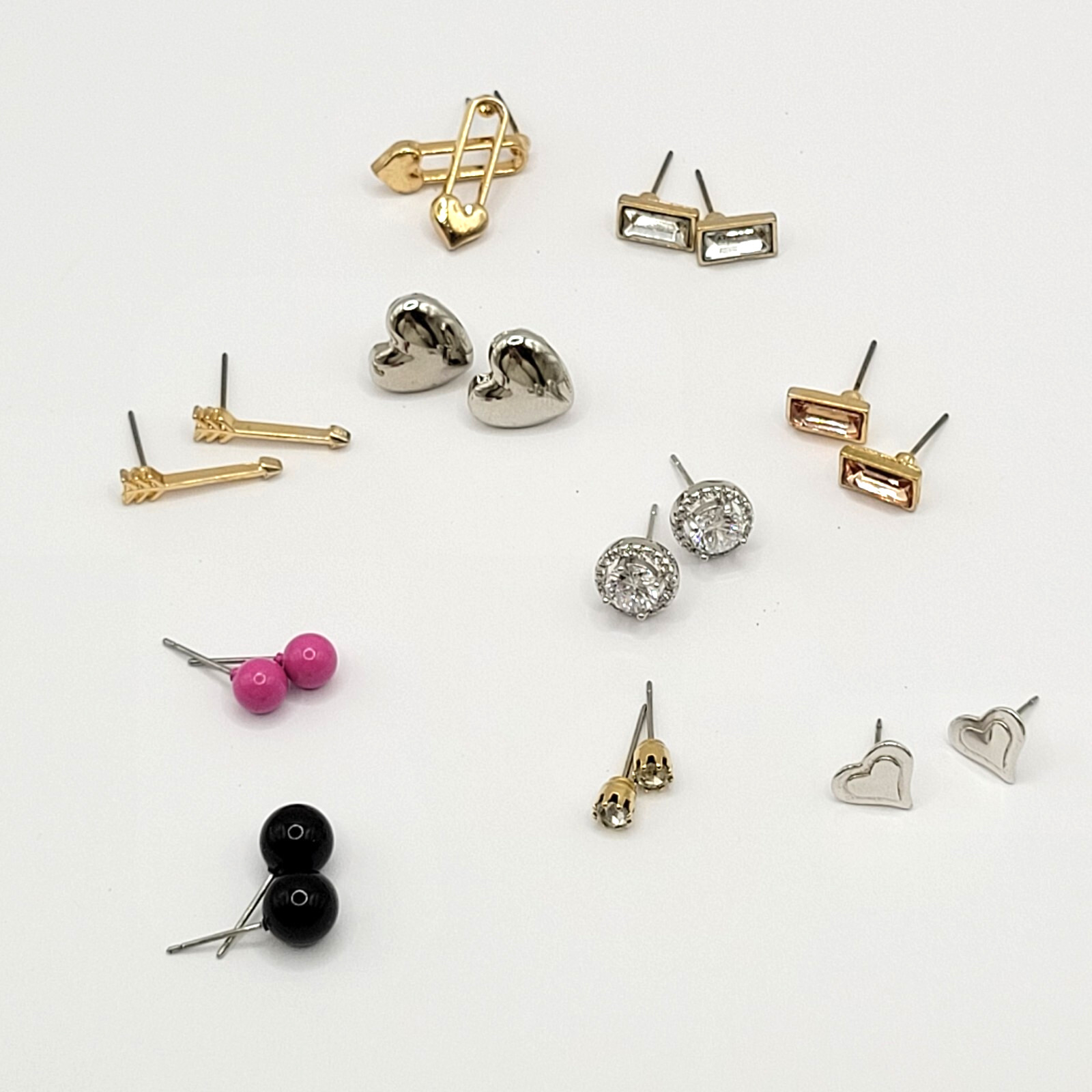 10 Pair Stud Mixed Material Tone Color Modern Pierced Earrings