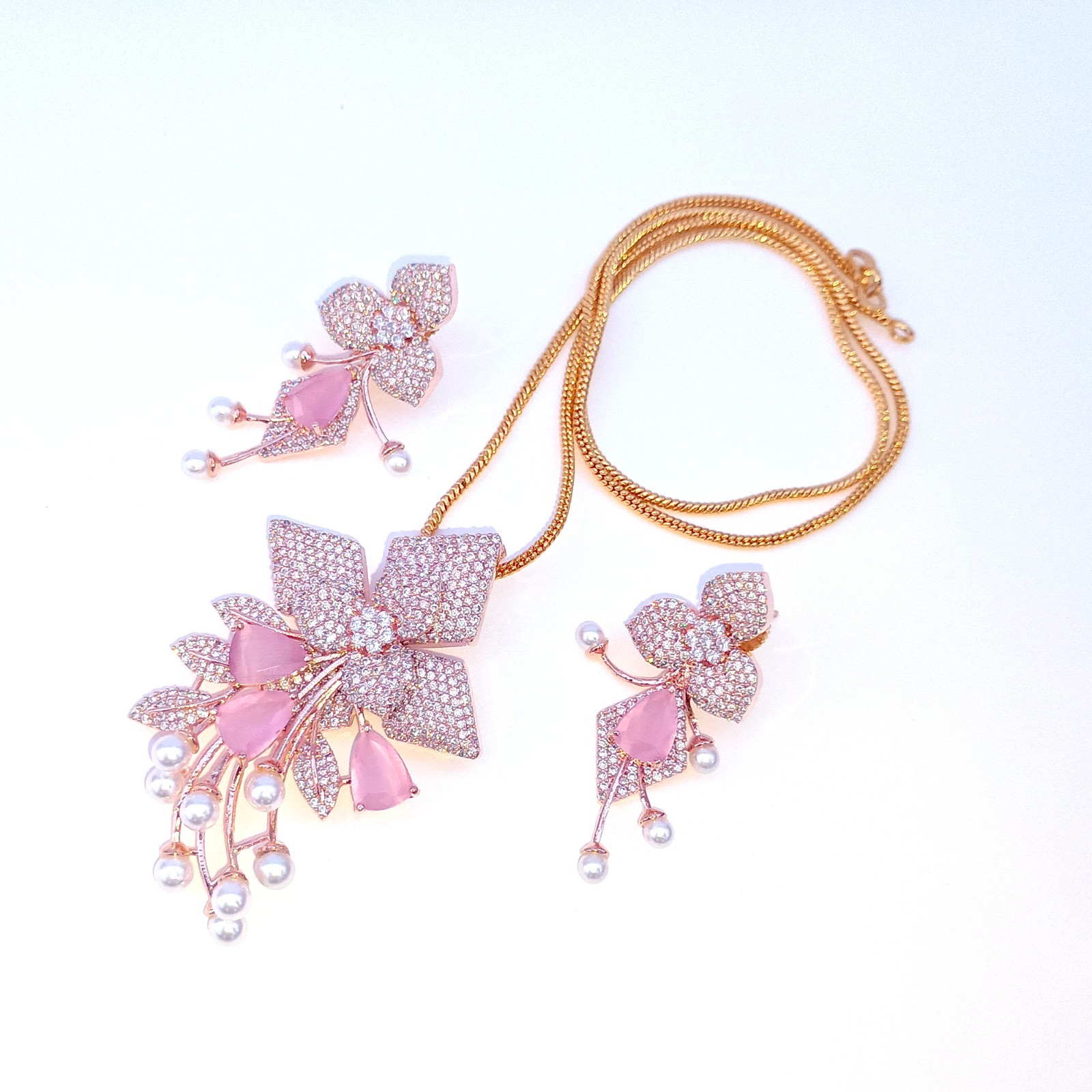 Multi Stone & Cubic Zirconia Pendant -Stud, Wedding Gift, South Indian Jewelry