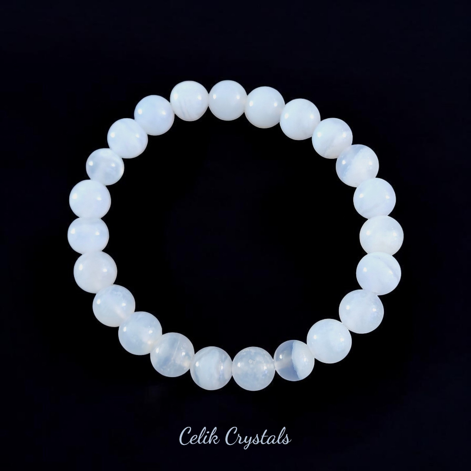 Blue Lace Agate Bracelet High Quality All natural Stones 8mm Beads Unisex