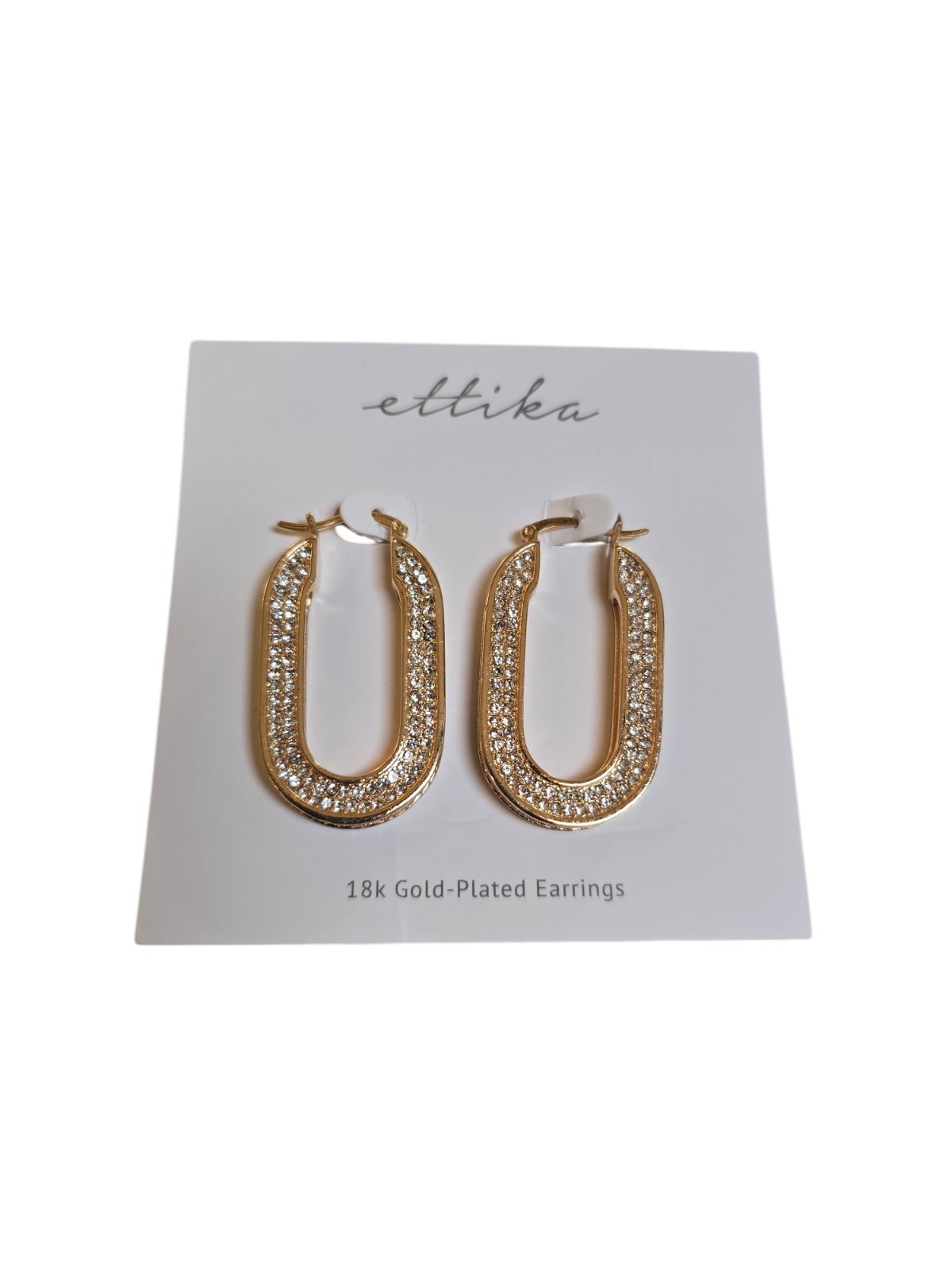 Ettika Crystal Spotlight 18k Gold Plated Hoops NWT