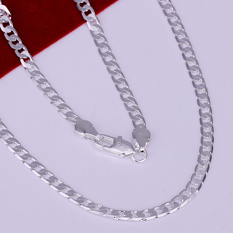 Stunning 925 Sterling Silver Filled 4MM Classic Curb Necklace Chain Wholesale