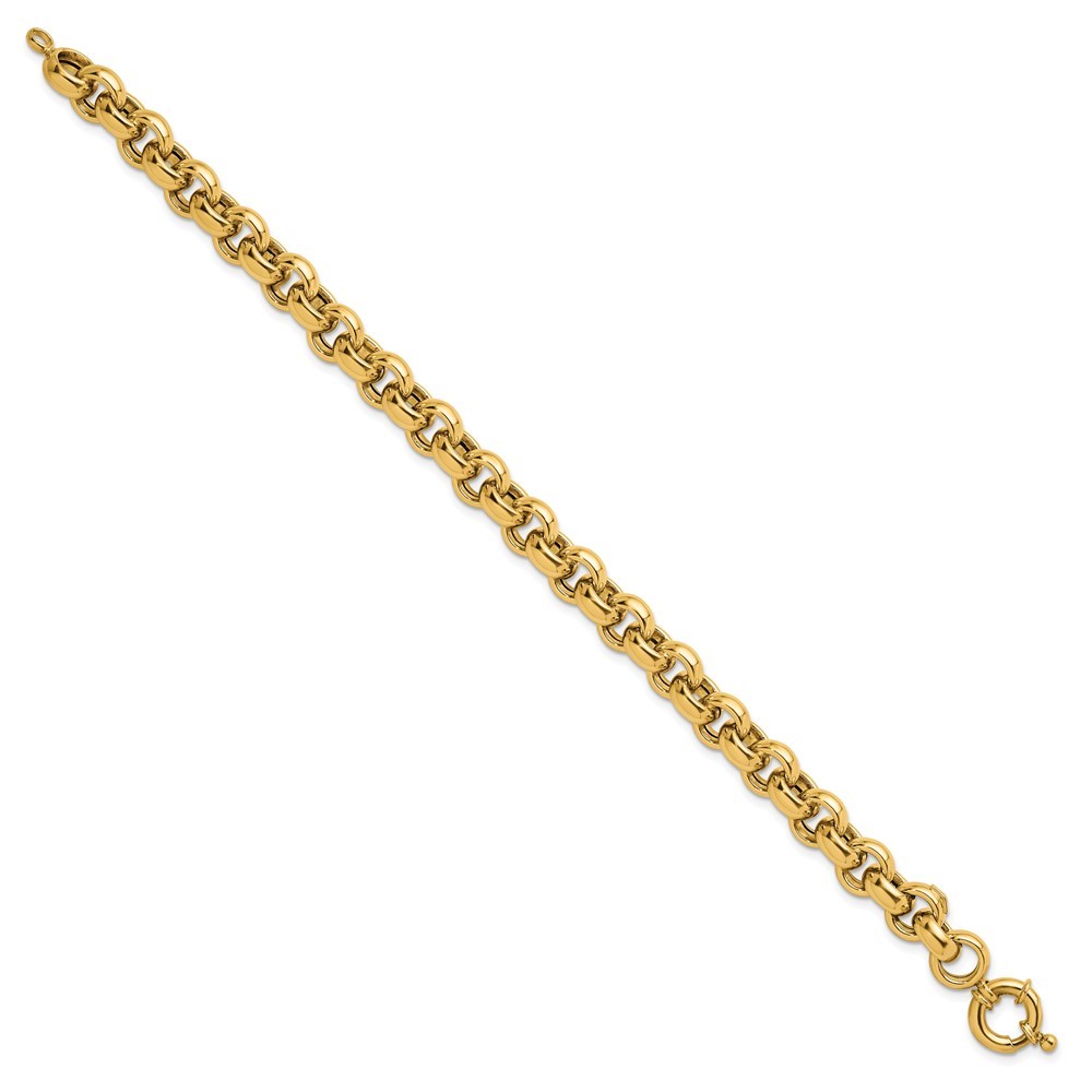 14K Yellow Gold Polished 9.1mm Open Link Rolo Chain Bracelet 8″