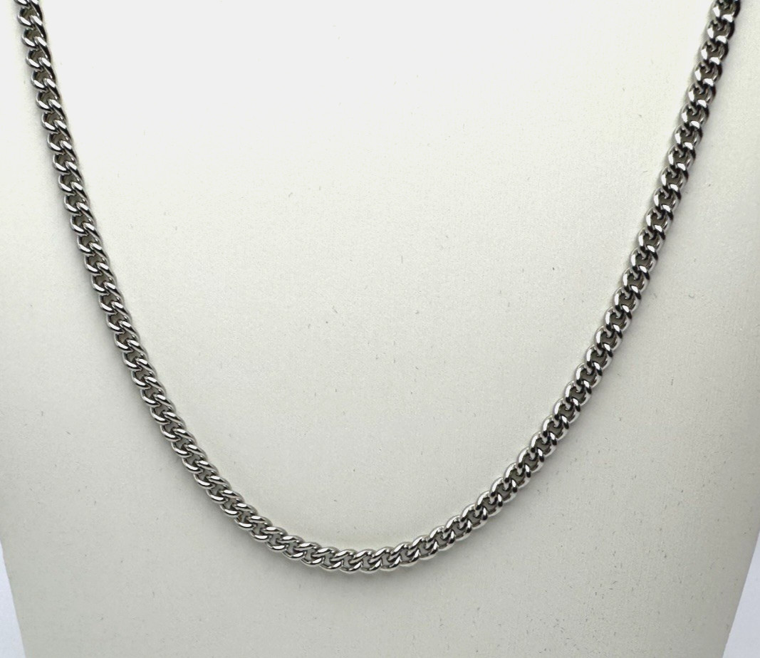 3.5mm Stainless Steel Curb Link Chain Necklace Silver Tone Unisex 24″ NEW