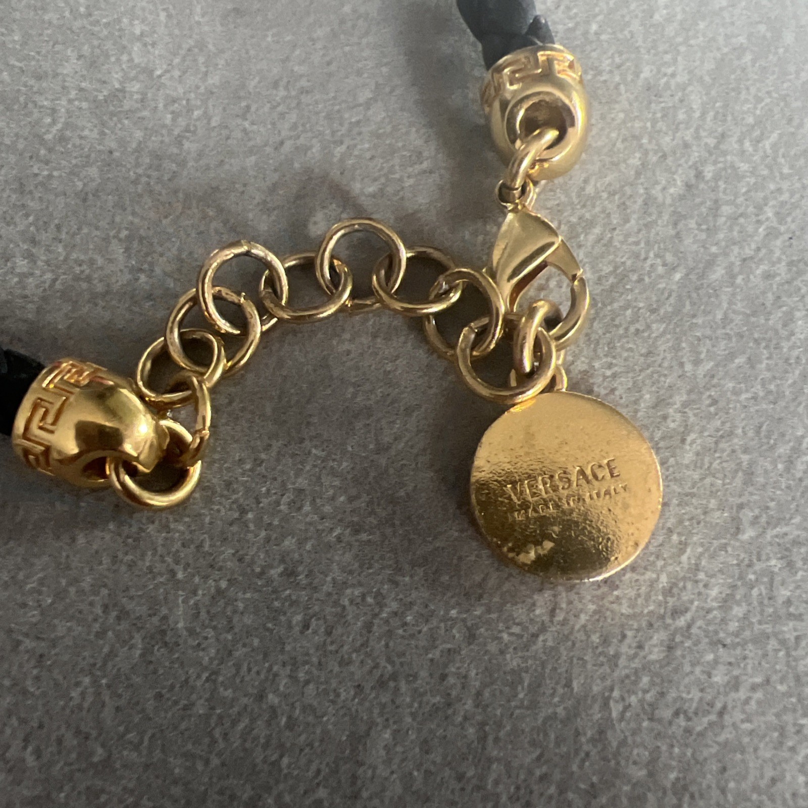 Authentic VERSACE Braided Rope and Gold Tone Bracelet