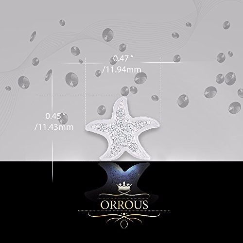 ORROUS & CO 18K White Gold Plated Cubic Zirconia Starfish Stud Earrings,One Size