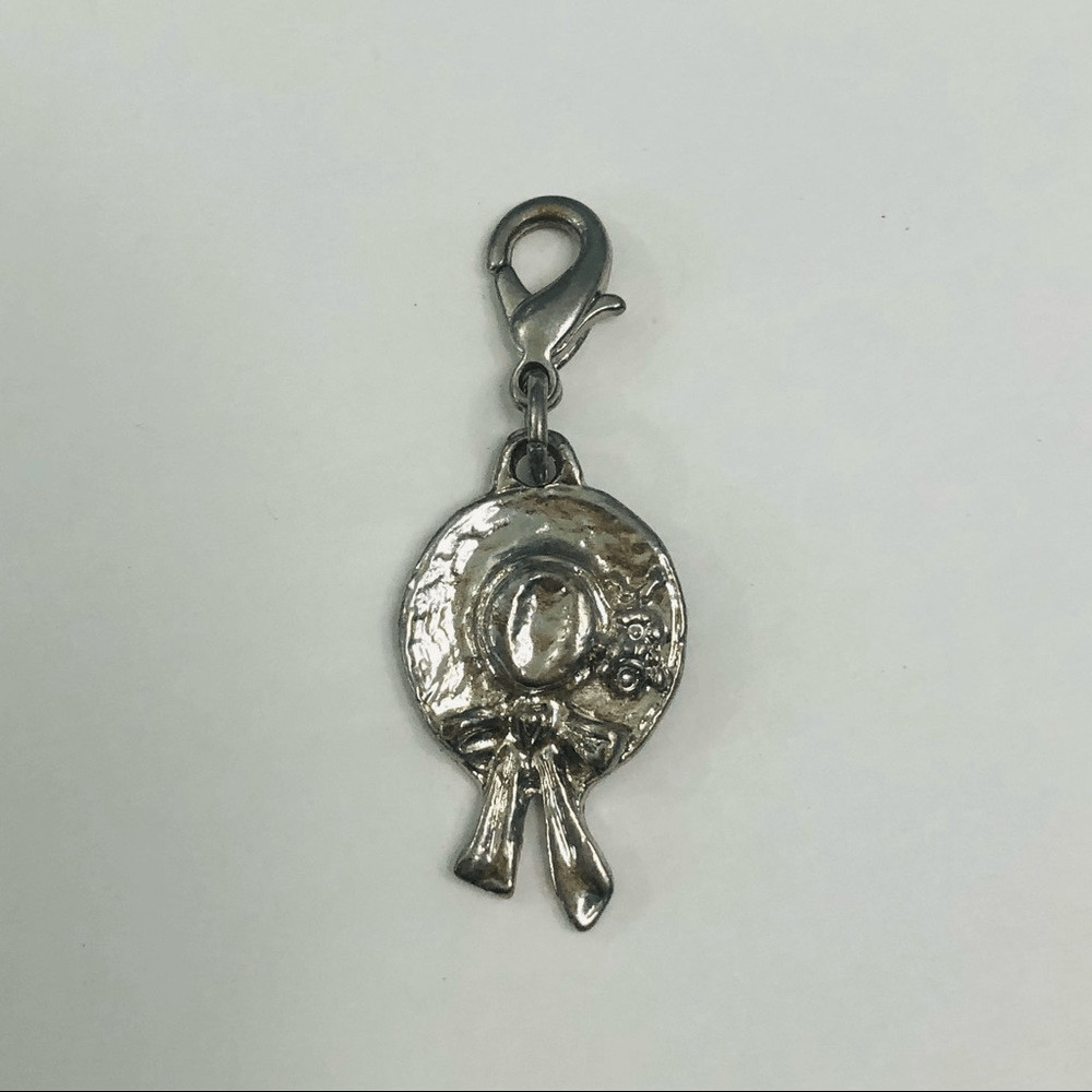 sun hat with bow dangle charm silver tone lobster hook closure summer spring