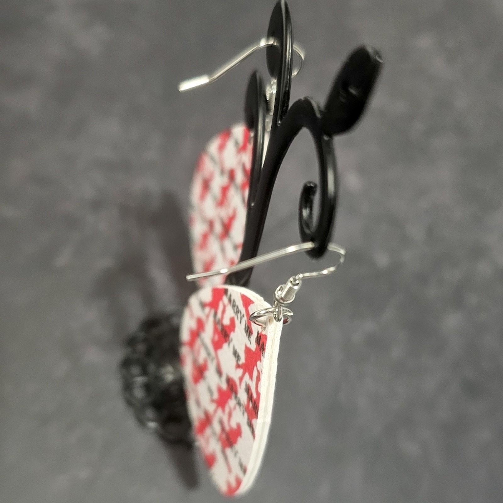Boutique New faux leather teardrop shaped proposal Marry Me drop earrings