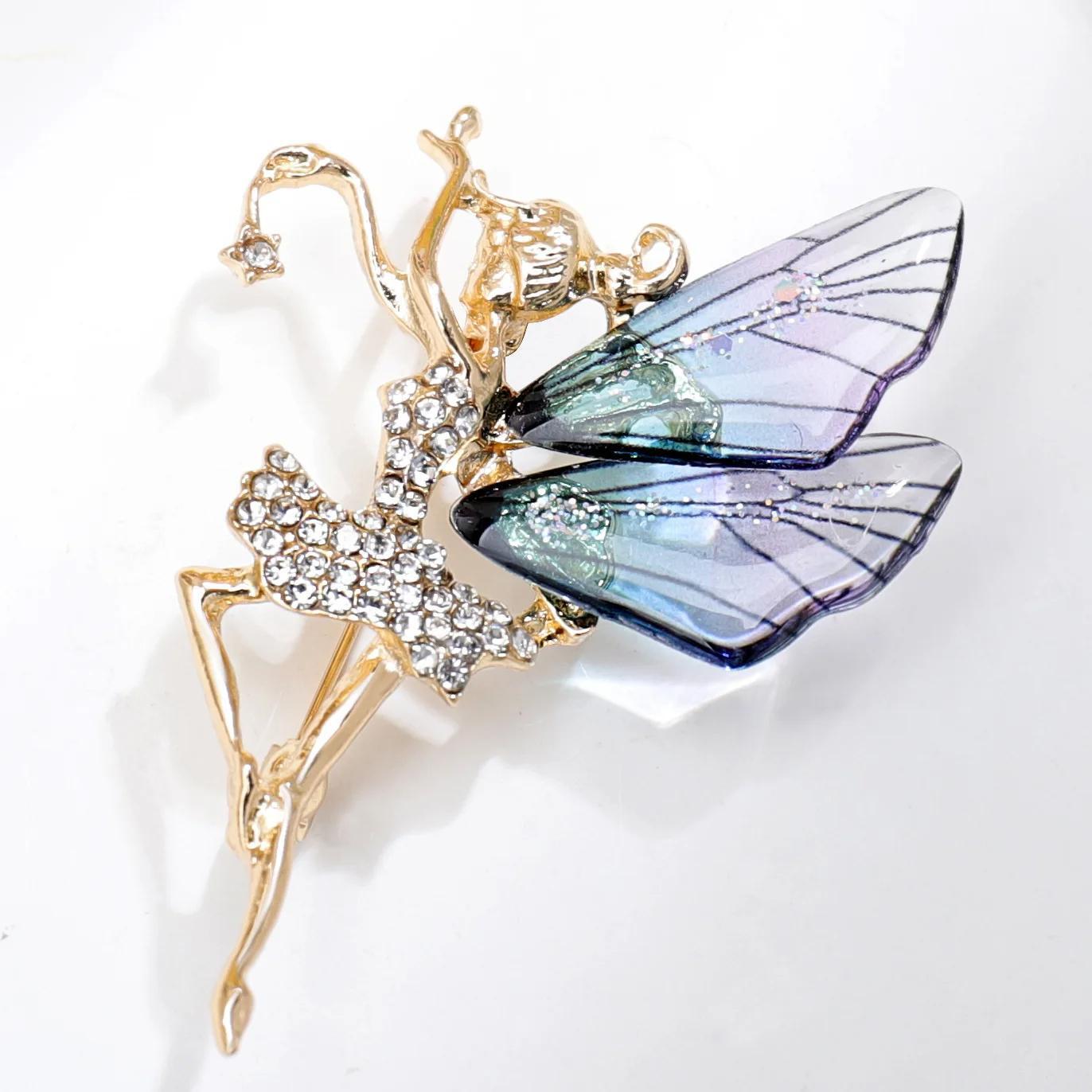 Vintage Art Nouveau Style Fairy Beauty Brooch Shawl Pin Pendant Luxery Jewelry