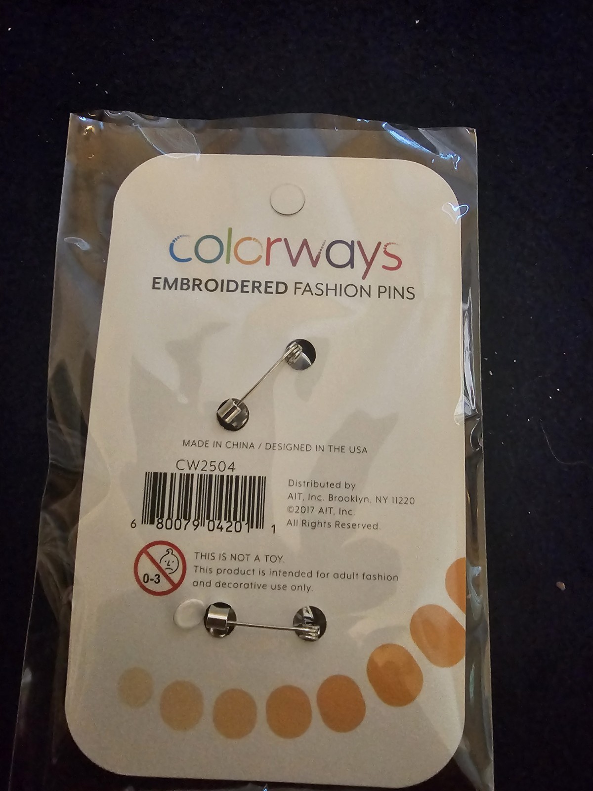 Colorways Embroidered Fashion Pins Ice Cream Cone & Chocolate Jar