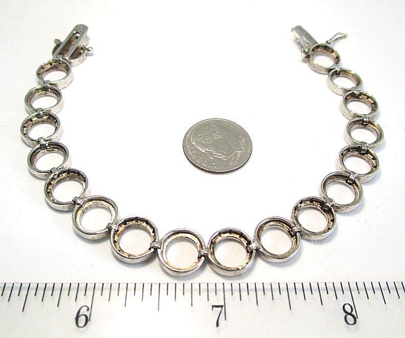 LGA 925 Sterling Silver and CZ Bracelet 18.2 grams 7 1/4” 3/8” wide lot 47b8