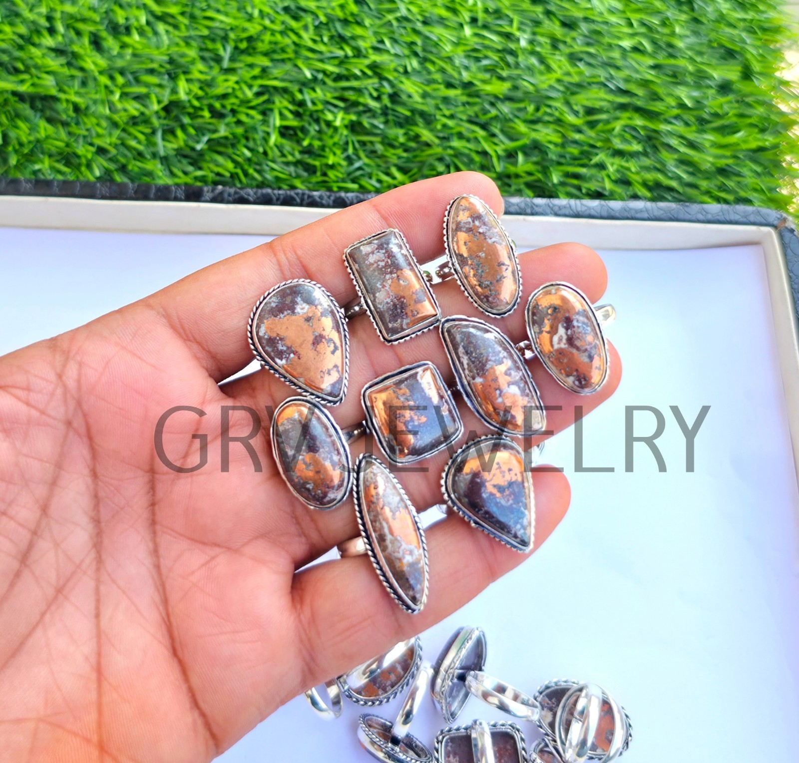1-500 Pcs Copper Dolomite In Wholesale Rings Lot Bulk: Silver Plated Whr-94