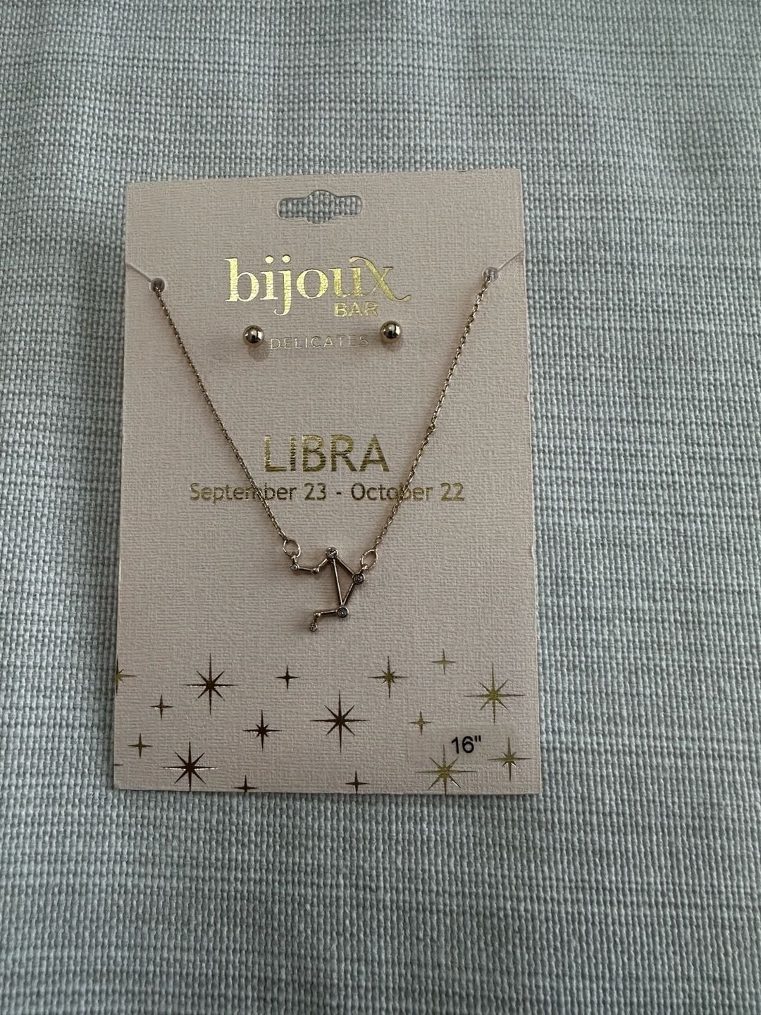 Bijoux Bar Libra Constellation Necklace and Stud Earrings Set