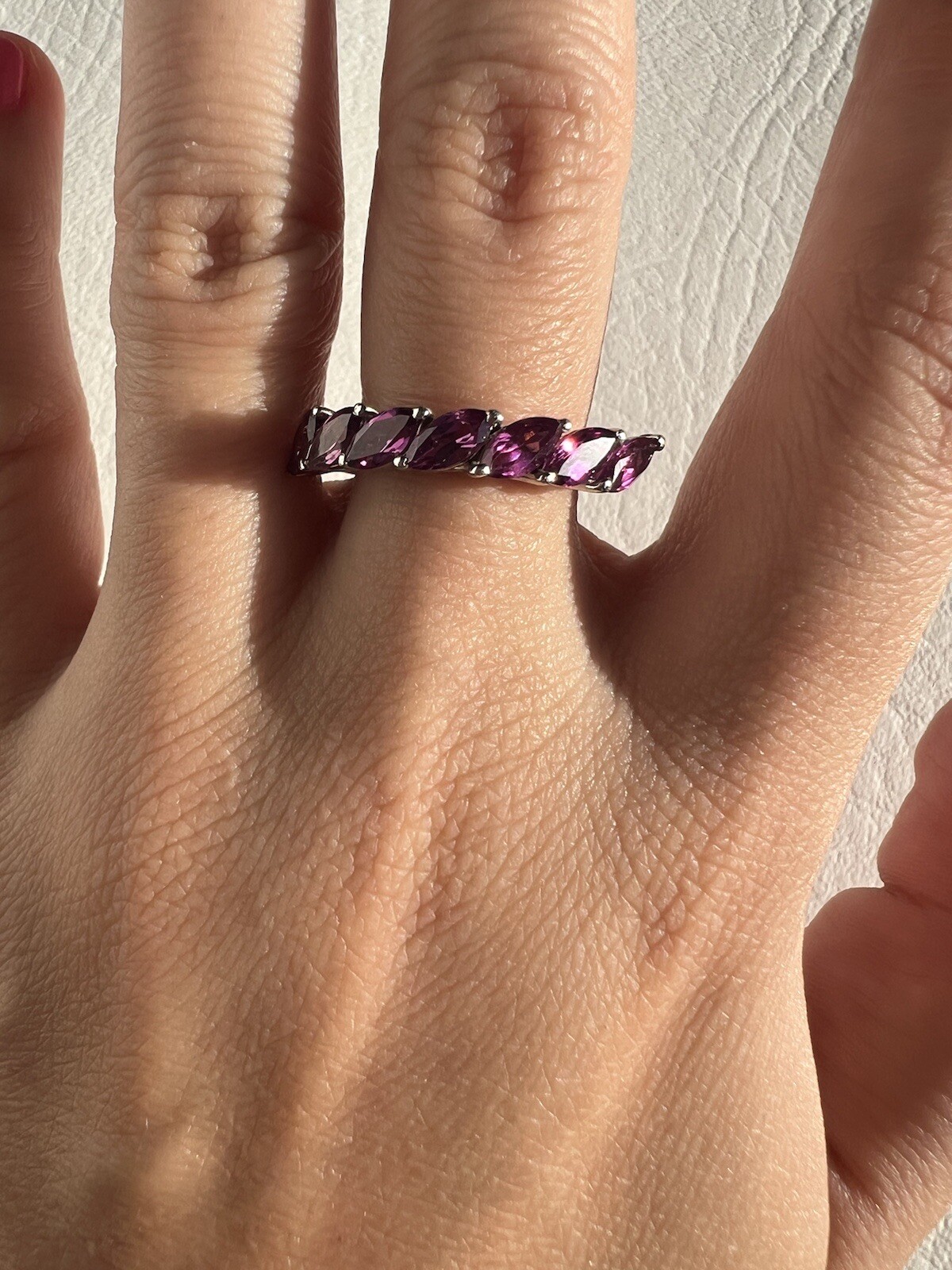 STS Pink Marquise CZ Cluster Ring 925 Sterling Silver Sz 8.25