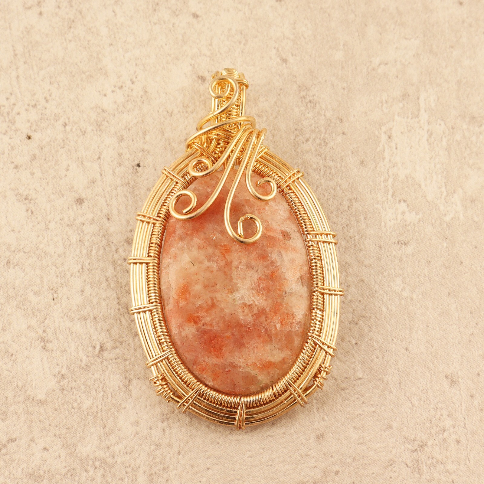 Fantastic Pink Scolecite Wire Wrapped Gold Plated Handmade Designer Pendant