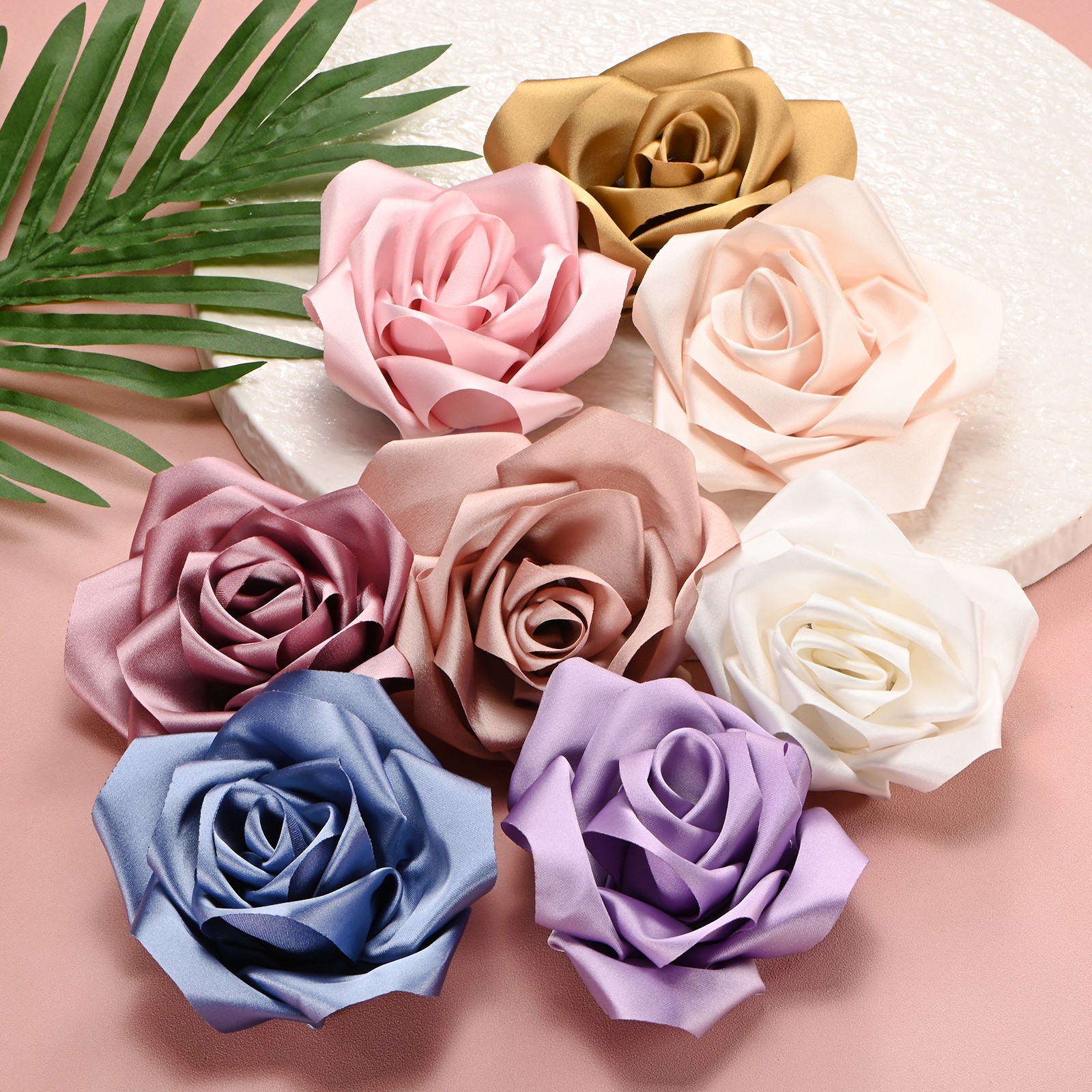 New Large Satin Rose Flower Lapel Pin Brooches for Women [11cm, White]