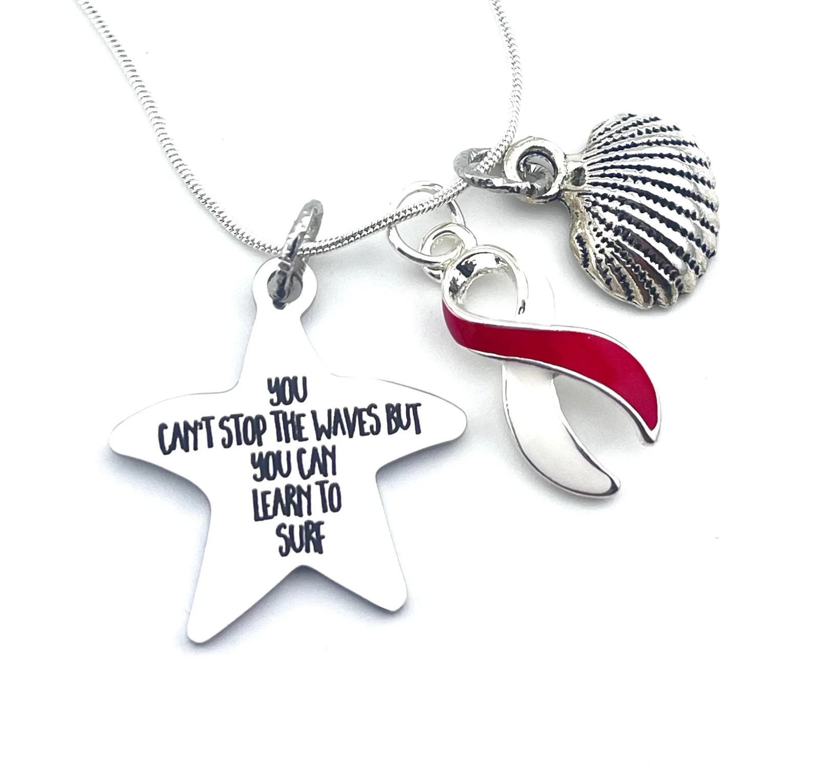 You Can’t Stop the Waves But You Can Learn to Surf Awareness / Survivor Necklace