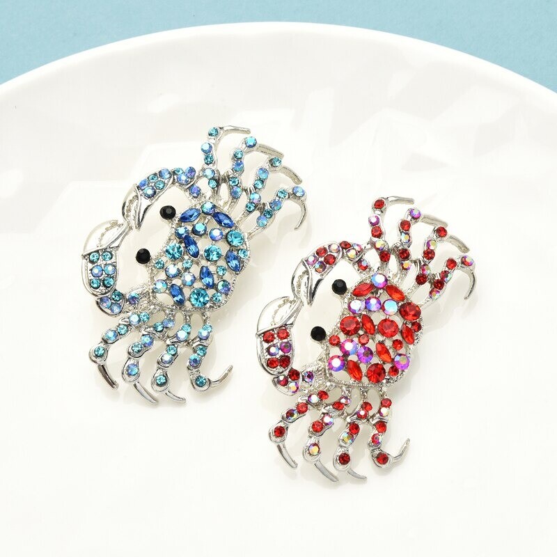 Lovely Crab Brooches For Women Sparking Sea Animal Coat Backpack Gifts Hot Sale