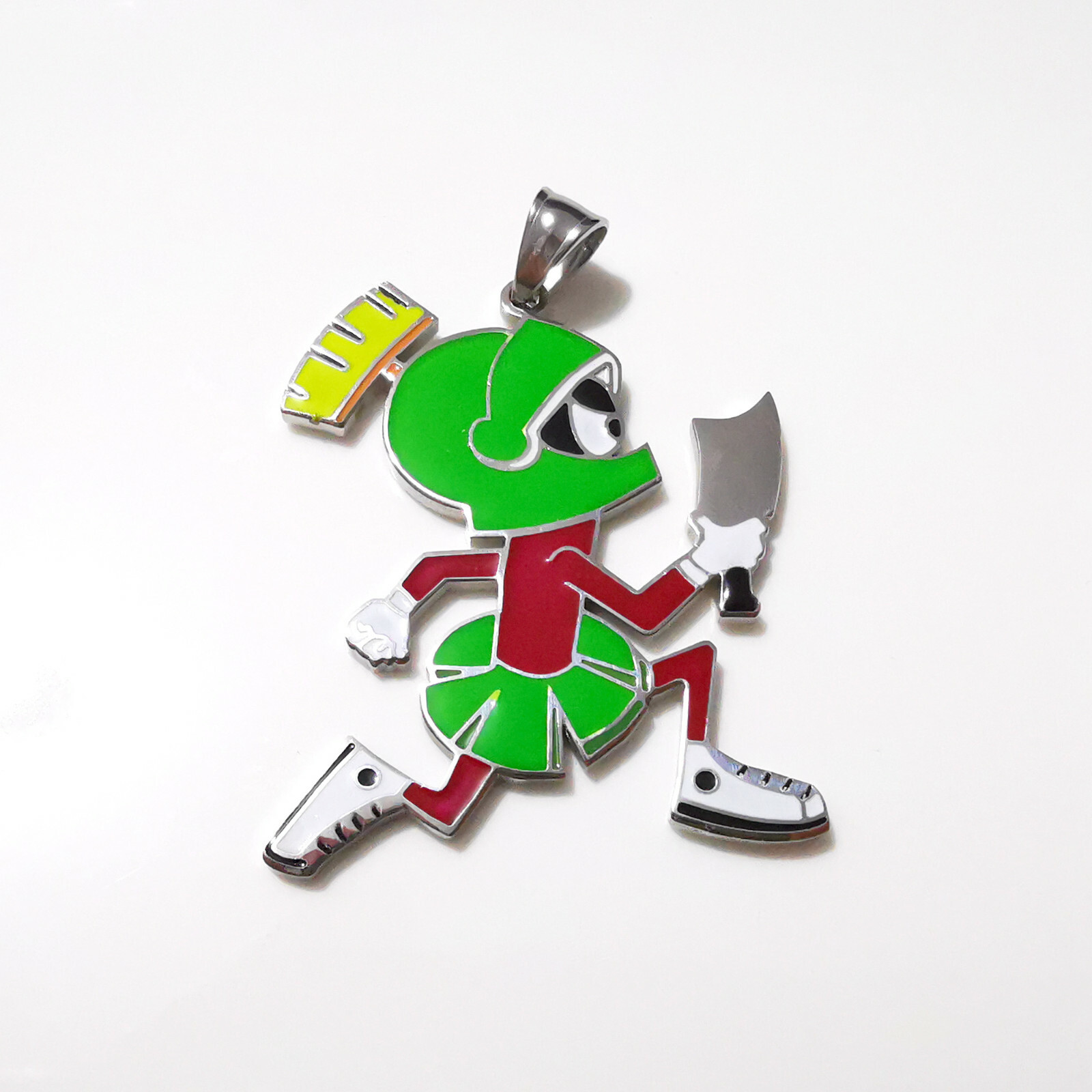 Juggalo Marvin the Martian Stainless Steel pendant w/30″ figaro chain