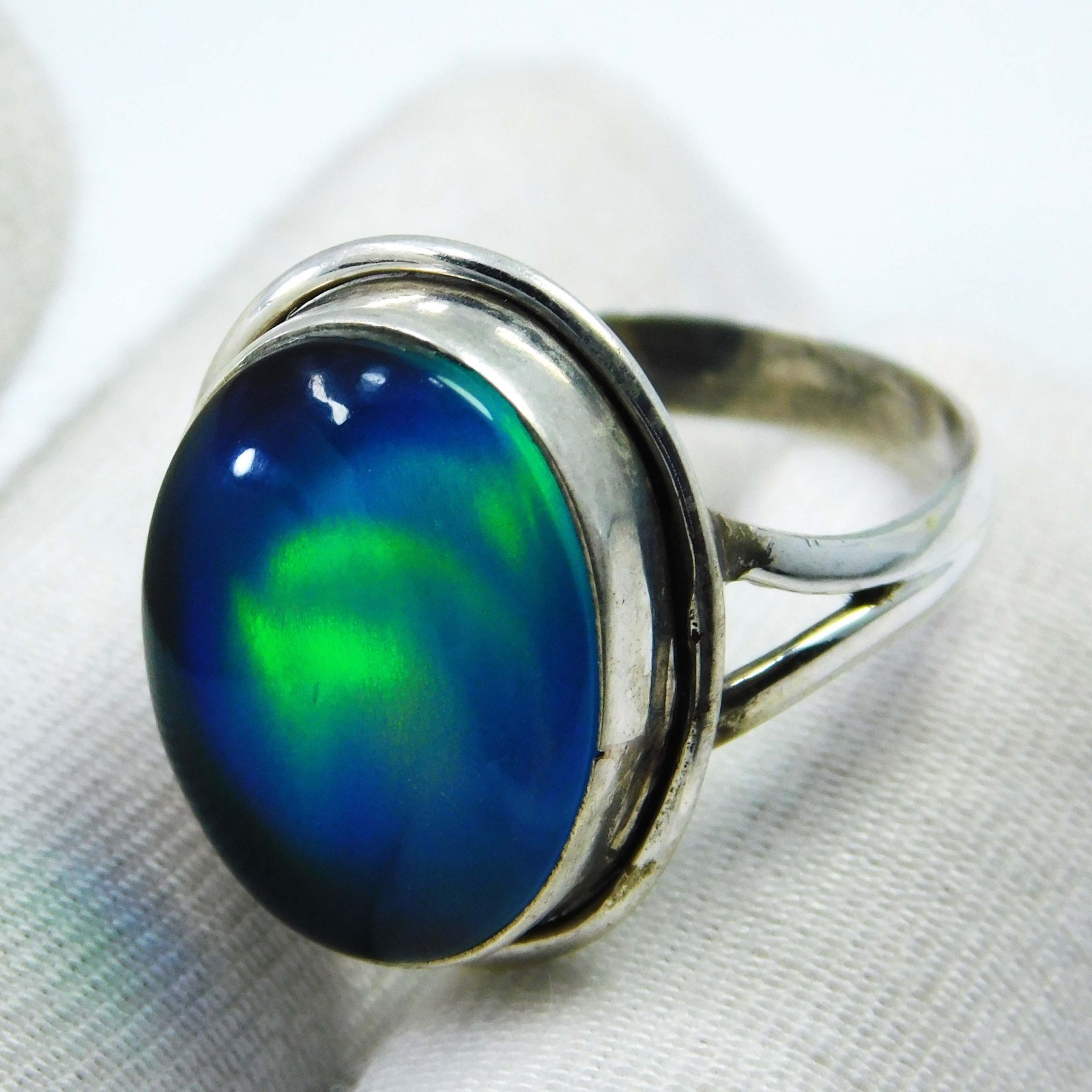 Natural Aurora Opal 16x12mm 925 Sterling Silver Ring Fine Jewelry Gift for Self